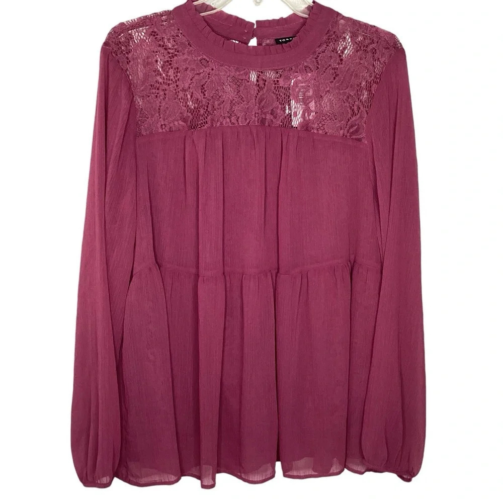 Torrid Top Women Sz‎ 1X Red Burgundy Lace Valentines Day NWT